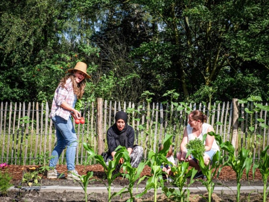 Duurzame verbinding in de samentuin van Schoonbeek